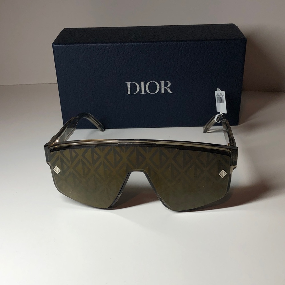 Dior CD Diamond M1U 40134U-L Men’s Mask Shield Sunglass Transparent Taupe Brown - Picture 6 of 14